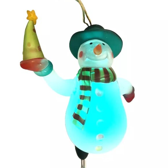 AVON Light Up Snowman Christmas Tree Ornament 5 1/2 Skating Color Changing 2005 - Picture 3 of 6